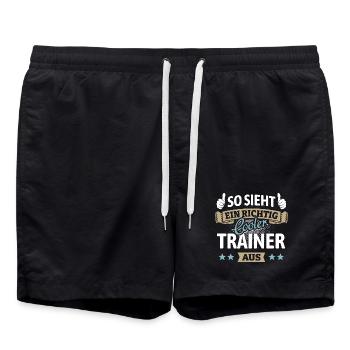 So sieht ein richtig cooler Trainer aus - Spruch - Badeshorts - Schwarz - Vorne - AI Model Male 185 light (185cm)