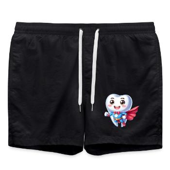 Dentiste Super-héros Dents Dents Dents Héros Se Brossant les Dents - Short de bain - noir - Devant - AI Model Male 185 light (185cm)