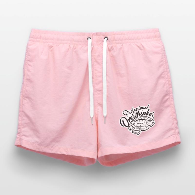Professional Overthinker Funny Brooding Anxiety Logo Swim Trunks