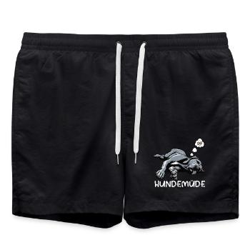 Hundemüde Deutsche Dogge Doggen Doggenbesitzer  - Badeshorts - Schwarz - Vorne - AI Model Male 185 light (185cm)