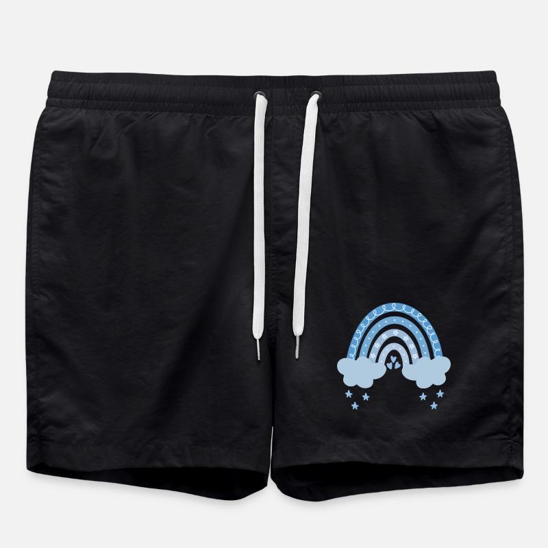 Rainbow with clouds - Swim Trunks - black