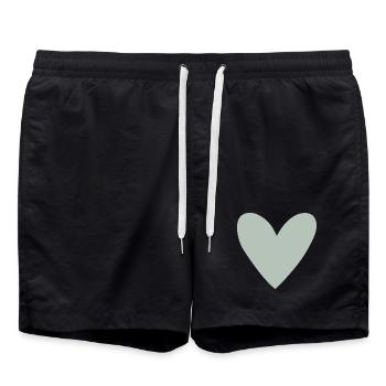 Vert Cœur Sauge - Short de bain - noir - Devant - AI Model Male 185 light (185cm)