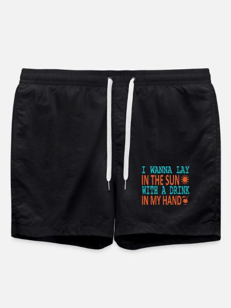 Lay in sun drink in hand - Swim Trunks - black
