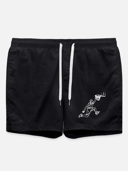 Basketball Coach Drawing - Swim Trunks - black