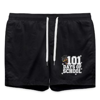 101 Tage Schule Dackel Brille Pfoten süß Kinder - Badeshorts - Schwarz - Vorne - AI Model Male 185 light (185cm)