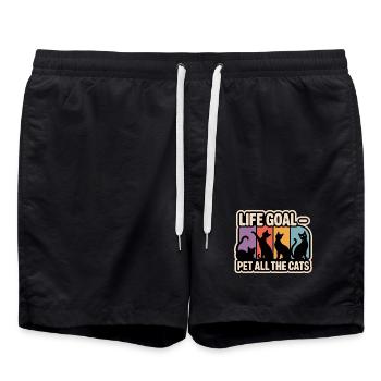 Objectif de vie Animal de compagnie Tous les chats Drôle rétro - Short de bain - noir - Devant - AI Model Male 185 light (185cm)