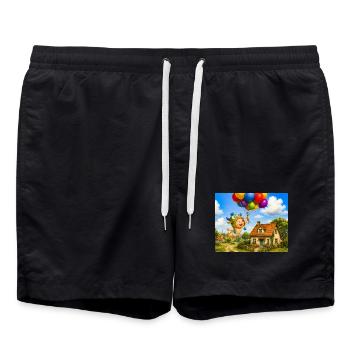Bébé ballon au-dessus de la maison douillette - Short de bain - noir - Devant - AI Model Male 185 light (185cm)
