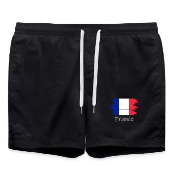 Französische Flagge  - Badeshorts - Schwarz - Vorne - AI Model Male 185 light (185cm)