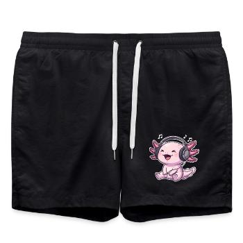  Axolotl Singen Musik Hören - Badeshorts - Schwarz - Vorne - AI Model Male 185 light (185cm)