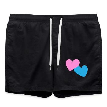 Verbundene Herzen Blau Pink - Badeshorts - Schwarz - Vorne - AI Model Male 185 light (185cm)