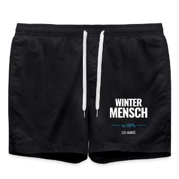 Winter Mensch zu 100% Ich warte - Badeshorts - Schwarz - Vorne - AI Model Male 185 light (185cm)
