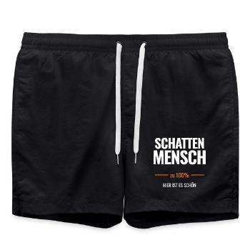Schattenmensch zu 100% Hier ist es schön - Badeshorts - Schwarz - Vorne - AI Model Male 185 light (185cm)
