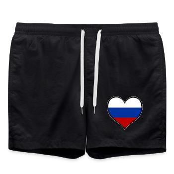 Russia Heart Flag - Swim Trunks - black - Front - AI Model Male 185 light (185cm)