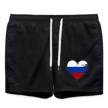 Russia heart flag used - Swim Trunks - black - Front - AI Model Male 185 light (185cm)