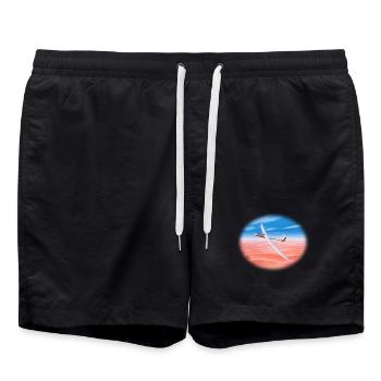 Segelflugzeug über Sandwüste - Badeshorts - Schwarz - Vorne - AI Model Male 185 light (185cm)