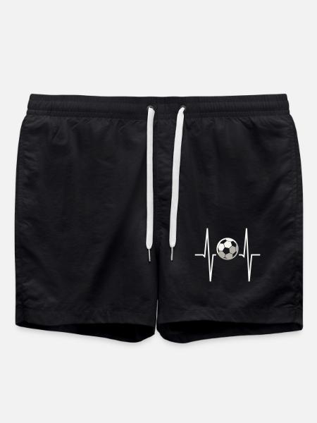 Fußball-Herzfrequenz-EKG Herzfrequenzmonitor Fußballfan - Badeshorts - Schwarz