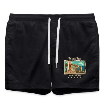 Puerto Rico San Juan Vintage Reisemarke - Badeshorts - Schwarz - Vorne - AI Model Male 185 light (185cm)