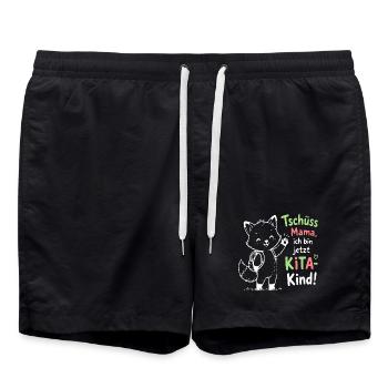 Kita Abschied Fox Illustration - Badeshorts - Schwarz - Vorne - AI Model Male 185 light (185cm)