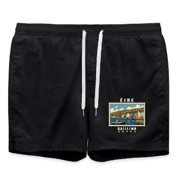 Irland Galway Vintage Reisemarke - Badeshorts - Schwarz - Vorne - AI Model Male 185 light (185cm)