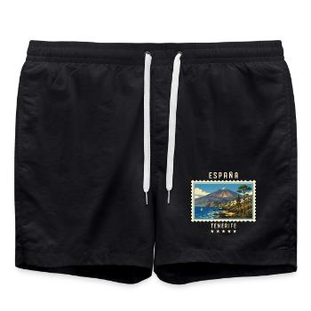 Spanien Teneriffa Vintage Reisemarke - Badeshorts - Schwarz - Vorne - AI Model Male 185 light (185cm)