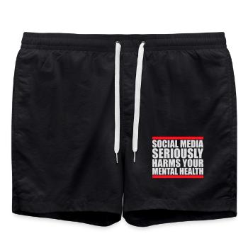 Social Media Seriously Harms Mental Health Spruch - Badeshorts - Schwarz - Vorne - AI Model Male 185 light (185cm)