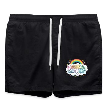 L’inclusion est importante – Éducation spécialisée – Freundli - Short de bain - noir - Devant - AI Model Male 185 light (185cm)