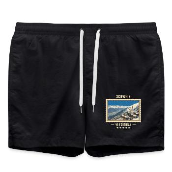 Schweiz Veysonnaz Winter Vintage Reisemarke - Badeshorts - Schwarz - Vorne - AI Model Male 185 light (185cm)