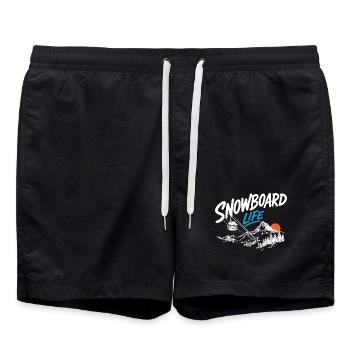 Snowboard Life Gondel Seilbahn & Berge Wintersport - Badeshorts - Schwarz - Vorne - AI Model Male 185 light (185cm)