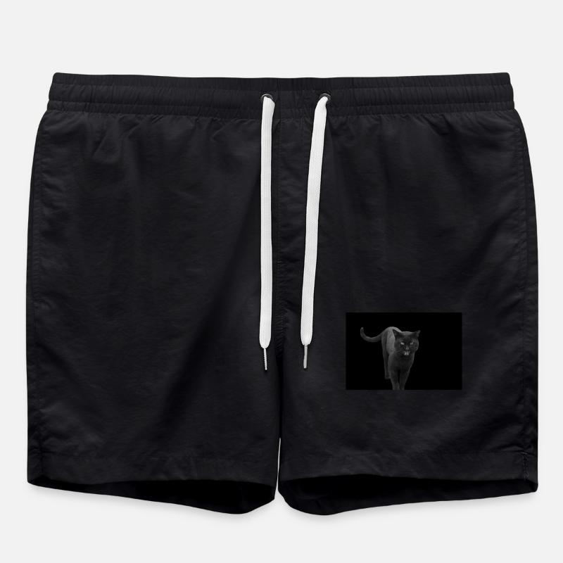 black cat kitten cat - Swim Trunks - black