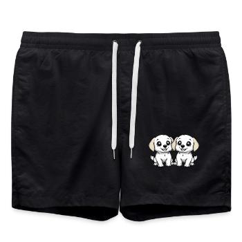 Labrador Dog Comic - Swim Trunks - black - Front - AI Model Male 185 light (185cm)