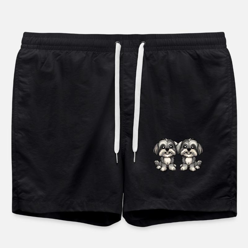 Havanese Hund Comic - Badeshorts - Schwarz