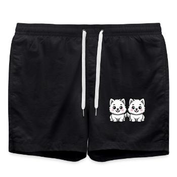 Samojede Hund Comic - Badeshorts - Schwarz - Vorne - AI Model Male 185 light (185cm)