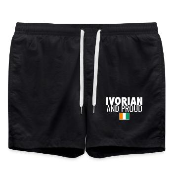 Drapeau ivoirien et fier vintage de la Côte d’Ivoire - Short de bain - noir - Devant - AI Model Male 185 light (185cm)