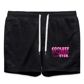 Coolest Wife Ever - Swim Trunks - black - Front - AI Model Male 185 light (185cm)