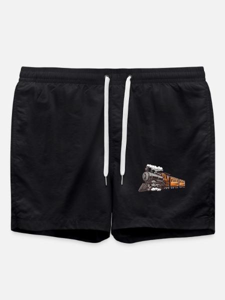 Dampflok auf Tour - Badeshorts - Schwarz