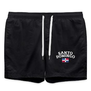 Santo Domingo Dom Rep Flag Dominican - Swim Trunks - black - Front - AI Model Male 185 light (185cm)