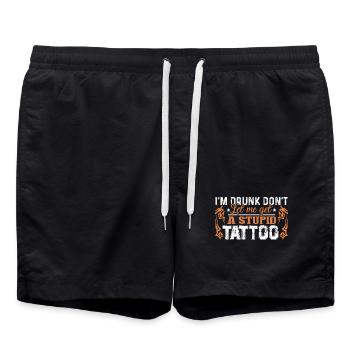 Tattoo Artist Don't Get A Stupid Tattoo - Swim Trunks - black - Front - AI Model Male 185 light (185cm)