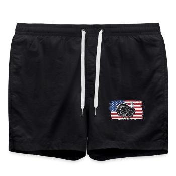 Thanksgiving Turkey Turkey Hunting Thanksgiving - Swim Trunks - black - Front - AI Model Male 185 light (185cm)