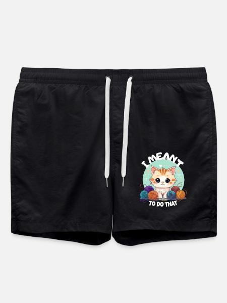 Cat Wool Knitting Crochet Handmade Cute - Swim Trunks - black