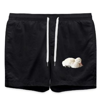 Schwan - Badeshorts - Schwarz - Vorne - AI Model Male 185 light (185cm)