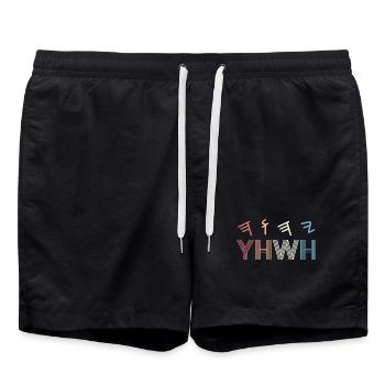 Yeshua Judaïsme juif - Short de bain - noir - Devant - AI Model Male 185 light (185cm)