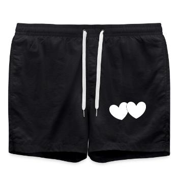 Coeur Blanc Cadeau Blanc Saint Valentin - Short de bain - noir - Devant - AI Model Male 185 light (185cm)