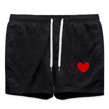 Heart Valentine's Day - Swim Trunks - black - Front - AI Model Male 185 light (185cm)