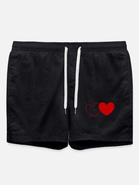 Herz Valentinstag - Badeshorts - Schwarz