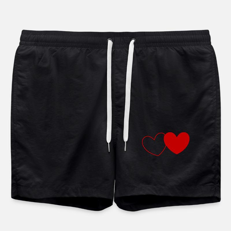 Heart Valentine's Day - Swim Trunks - black
