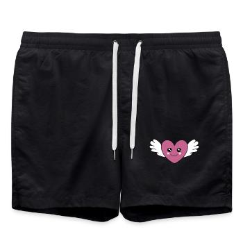 Kawaii Chibi Kawaii Heart Kawaii Manga - Swim Trunks - black - Front - AI Model Male 185 light (185cm)