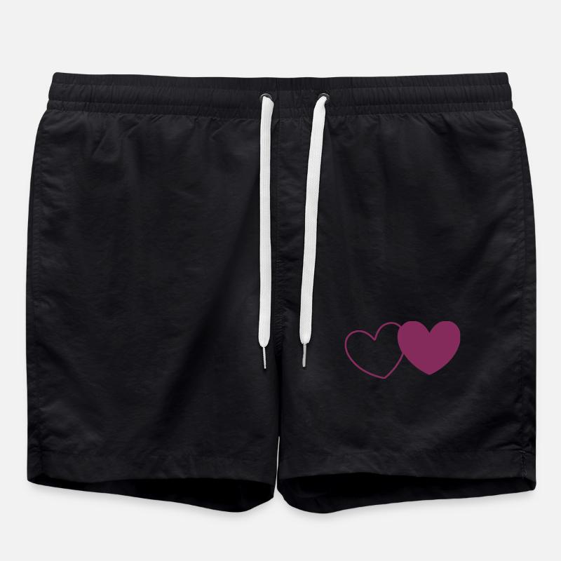 Valentine's Day Heart Violet - Swim Trunks - black