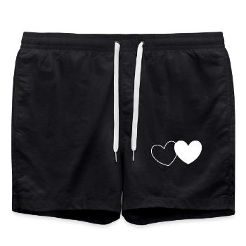Cœur blanc Saint-Valentin - Short de bain - noir - Devant - AI Model Male 185 light (185cm)