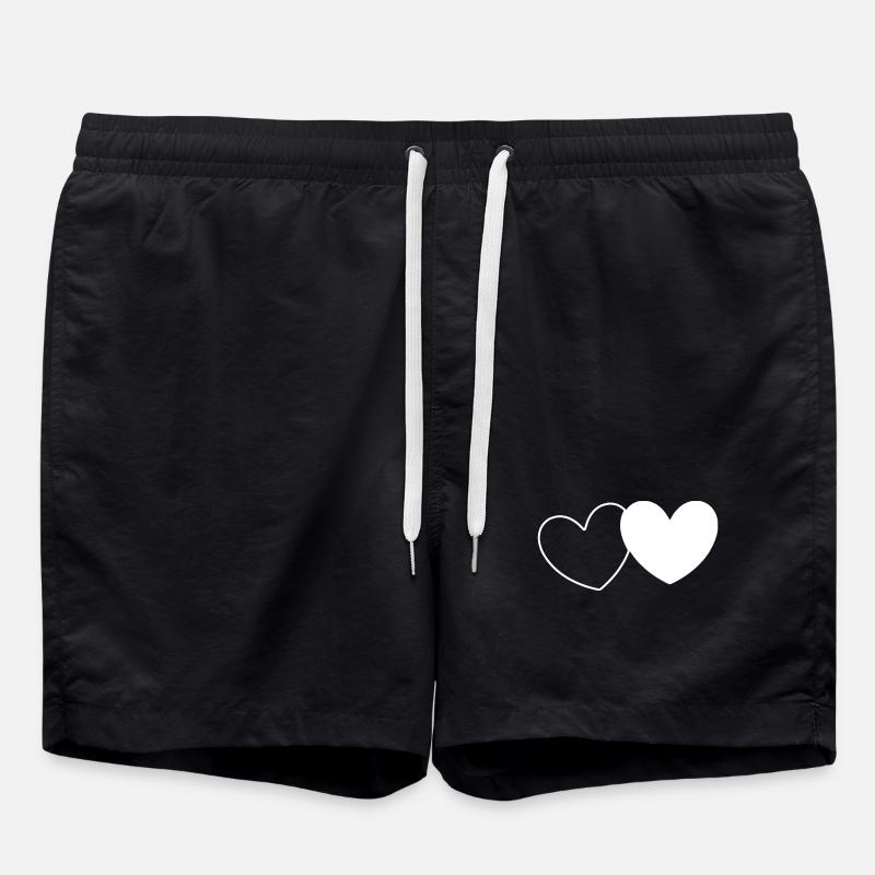 Weißes Herz - Badeshorts - Schwarz
