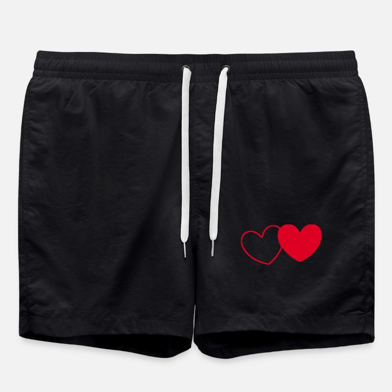 rotes Herz rot Herzen rot Herz Geschenk Muttertag - Badeshorts - Schwarz